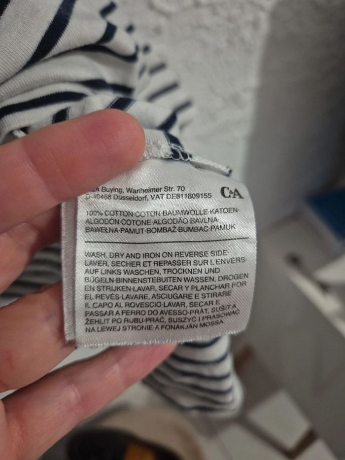 Joli Tee-shirt marinière manches courtes C&A Taille XL 46/48 - photo numéro 5