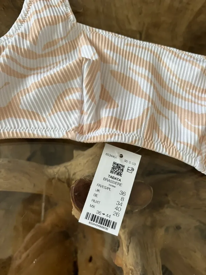 Haut de maillot de bain Etam blanc beige zèbre tabata 36 - photo numéro 4