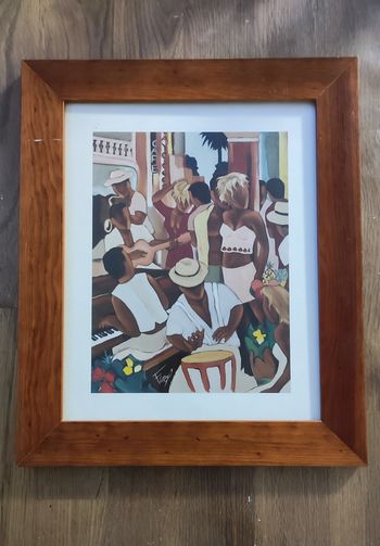 Tableau encadré scène de jazz ambiance festive