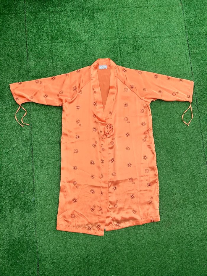 Kimono d’intérieur Etam orange étoiles taille unique avec ceinture