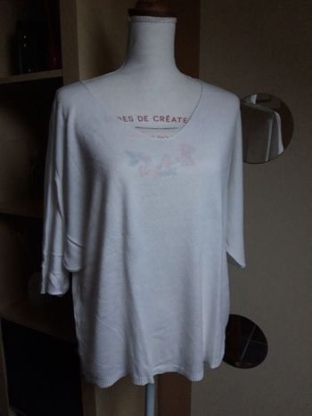 Pull t-shirt blanc mailles fines blanc NEUF