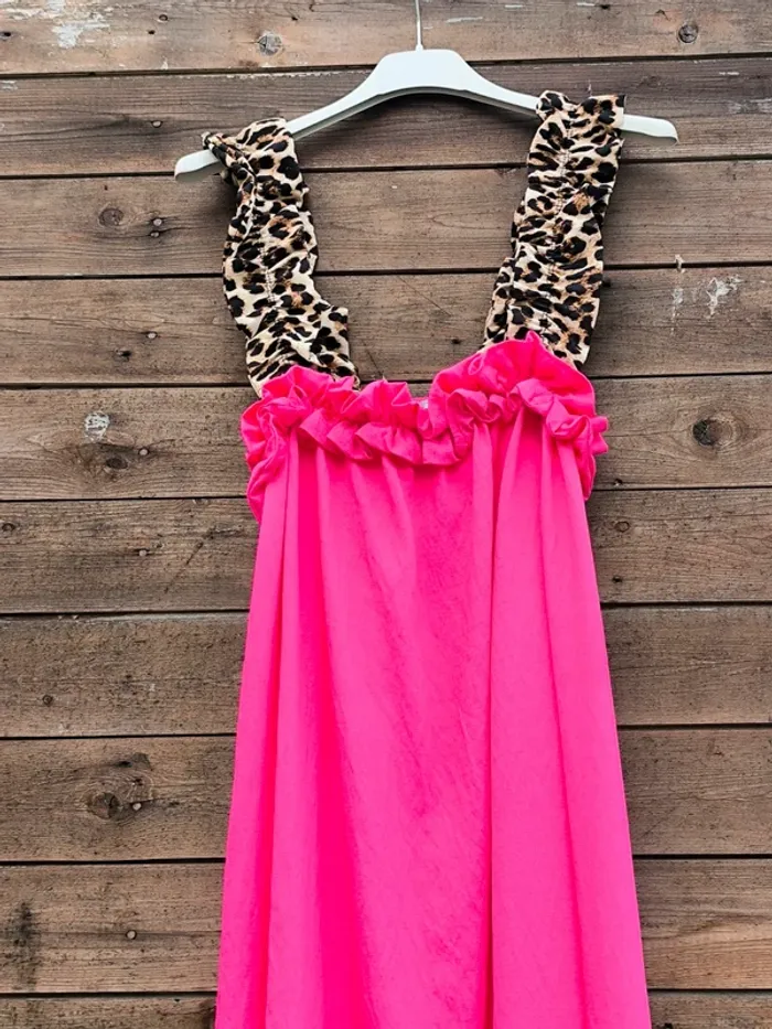 Robe longue rose fushia bretelles léopard TU 36 à 44 - photo numéro 2