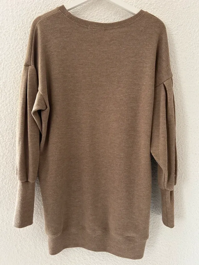 Robe pull d’hiver beige/marron avec poches - photo numéro 4