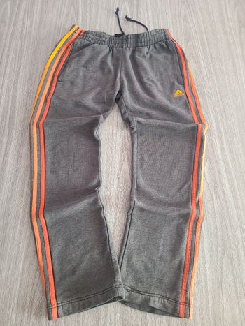 Pantalon Adidas gris bandes orange jogging sport ado 14 ans 164 cm