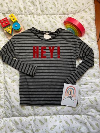 teeshirt manches longues gris rayé noir 8 ans LC kids