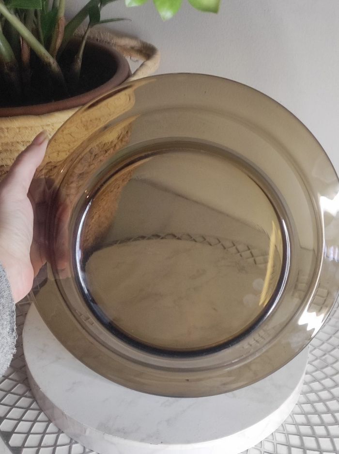 Grande assiette creuse verre fumé vereco - photo numéro 4