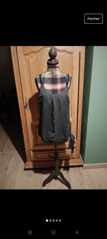 Superbe top sequins paillettes perles grain de malice gris taille 44