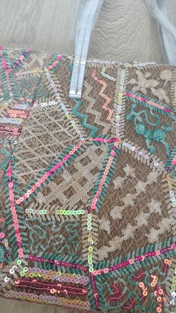 Sac à main neuf en rafia sequins - photo numéro 8