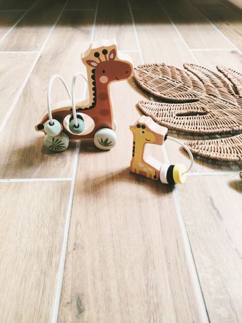 🦒Lot de 2 petits bouliers maman et bébé Girafe Tanzanie en bois marque Vertbaudet