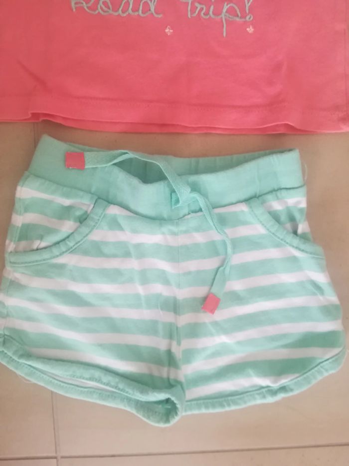 Ensemble T-shirt et short fille 12-18 mois - photo numéro 3