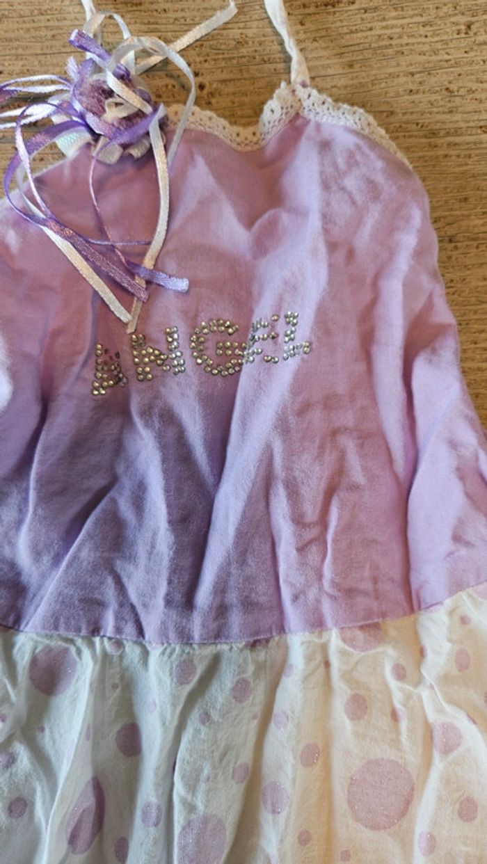Robe courte évasée lila et blanche, doublée, 18 mois - photo numéro 4