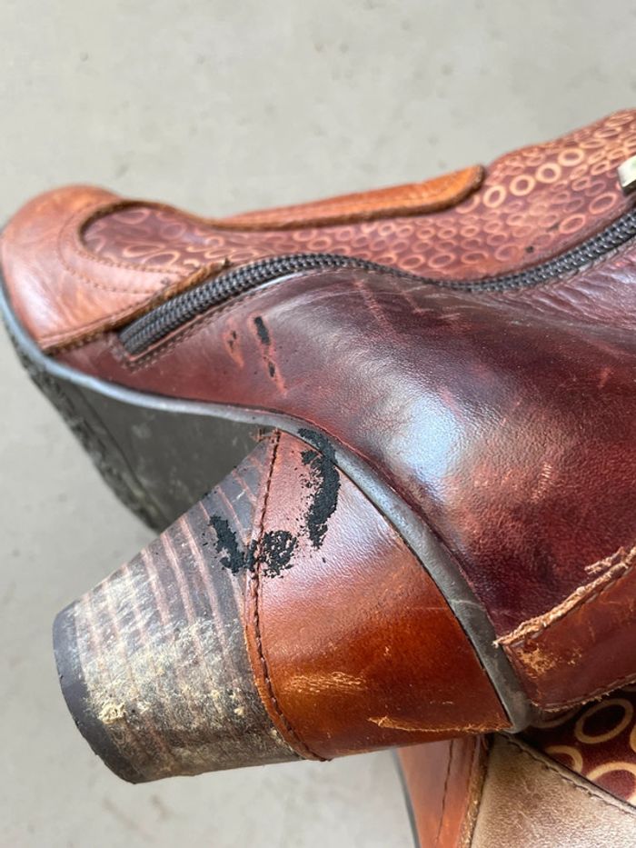 Bottines marrons vintage fleuries 38 - photo numéro 4