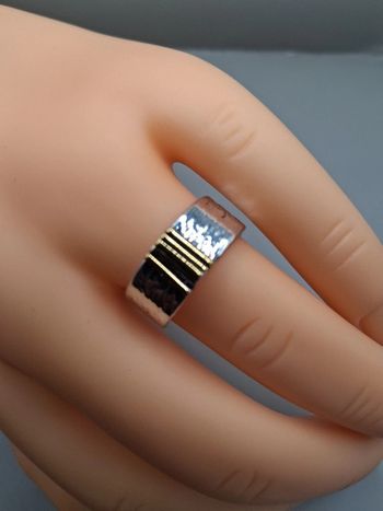 bague en argent couleur argenté + doré taille 7 = France 54.4 = 17.3 mm