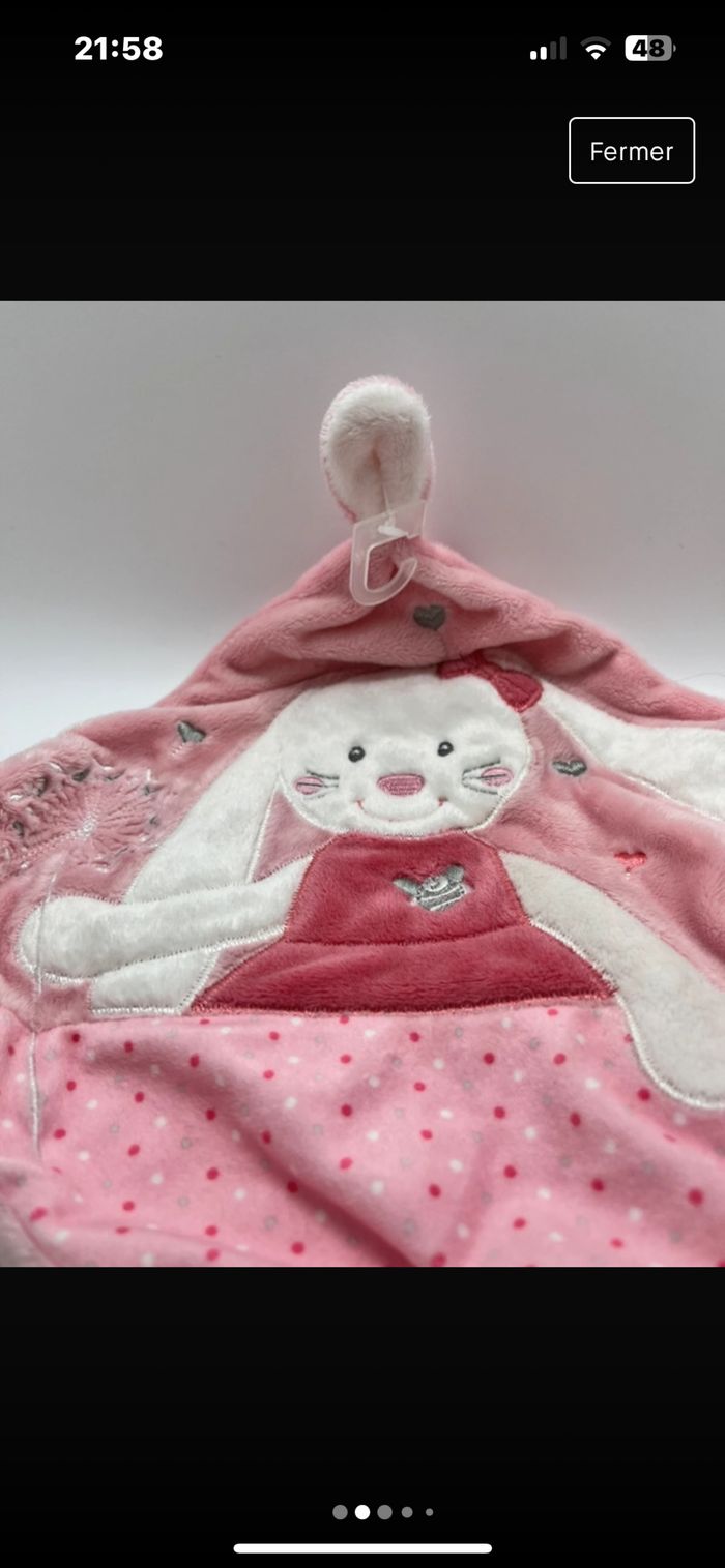 Doudou Tex lapin plat rose neuf - photo numéro 2