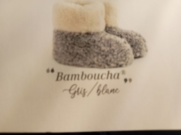 Chaussons pure laine de mouton gris et blanc - photo numéro 2