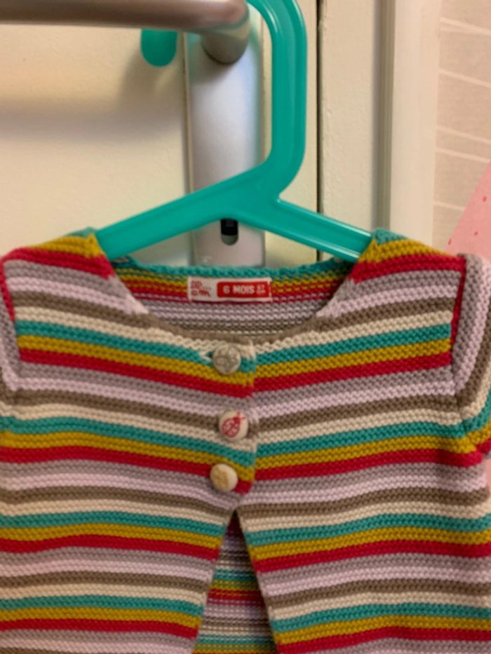 Gilet Manches Courtes Du Pareil Au Même À Rayures Multicolores 6 Mois - photo numéro 2