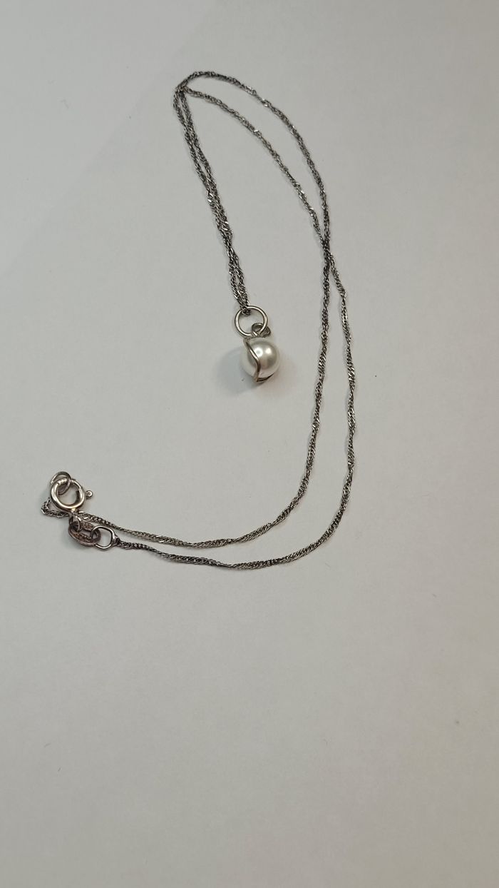 Collier en argent massif 925 avec pendentif perle - photo numéro 5