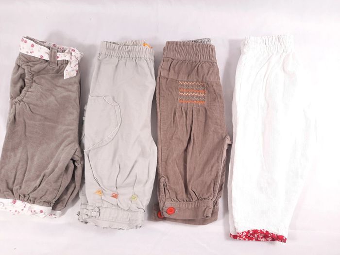 Lot de 4 pantalons fille, 6 mois, plusieurs marques
