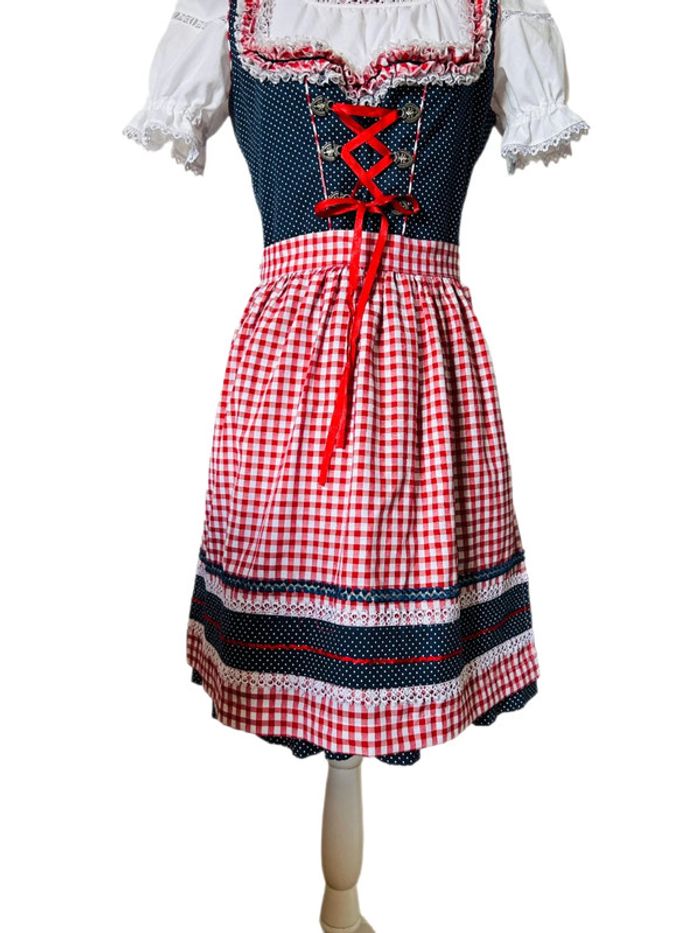 🌷🌿Magnifique robe traditionnelle autrichienne à pois Dirndl cottagecore Austrian polka dots dress🌷🌿 - photo numéro 8