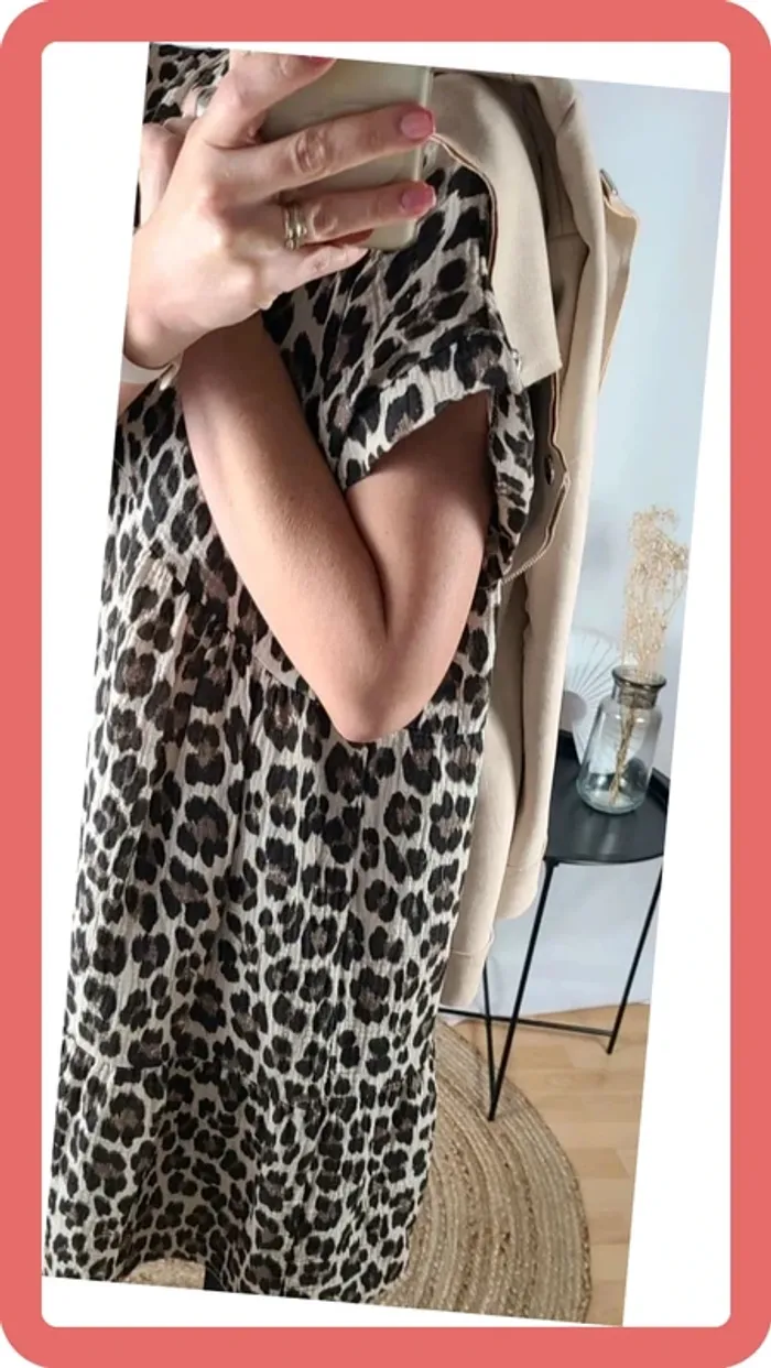 Robe 🐆 léopard - Taille Unique (36-44) - Gaze de coton - Neuve - photo numéro 9