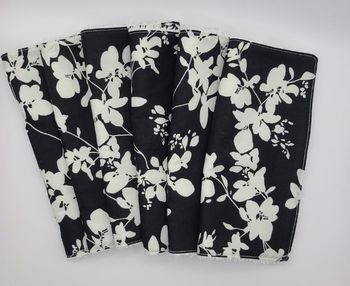 Lot de 6 Serviette de table noir et blanc fait main
