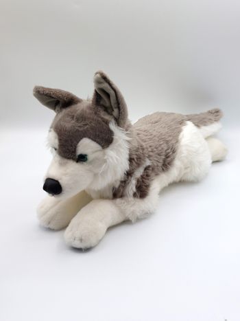 Grande peluche chien Husky gris blanc ANIMA environ 46 cm
