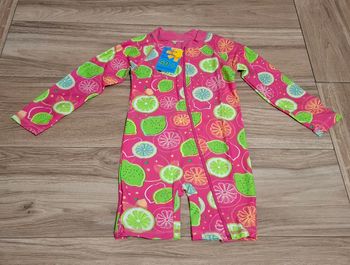 Maillot de bain fille manches longues piscine rose vert