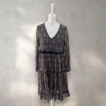 Robe mi-longue décolleté en v manches longues automne-hiver Choklate Paris M