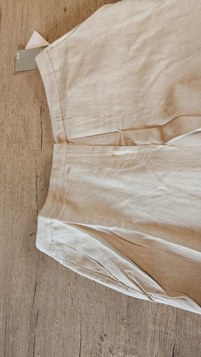 Pantalon claissique beige en lin et viscose, H&M, 44, neuf avec etiquette - photo numéro 3