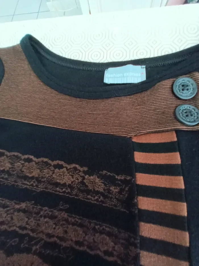Robe courte Fashion Express T 38 noir et marron - photo numéro 3