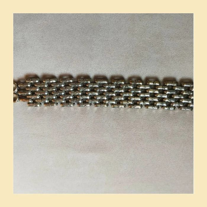 Bracelet manchette vintage argenté à maillons larges – style tribal bohème - photo numéro 5