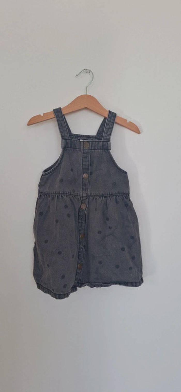 🖤 Robe salopette en jean noire à pois - Parfaite tenue de rentrée - photo numéro 2