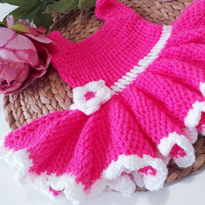 Vêtement bébé fille robe ballerines bandeau et gilet boléro crochet 3 mois - photo numéro 3