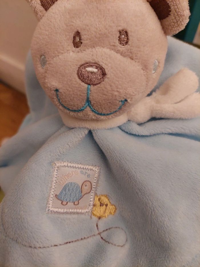 Doudou mouchoir bleu ours Tex - photo numéro 2