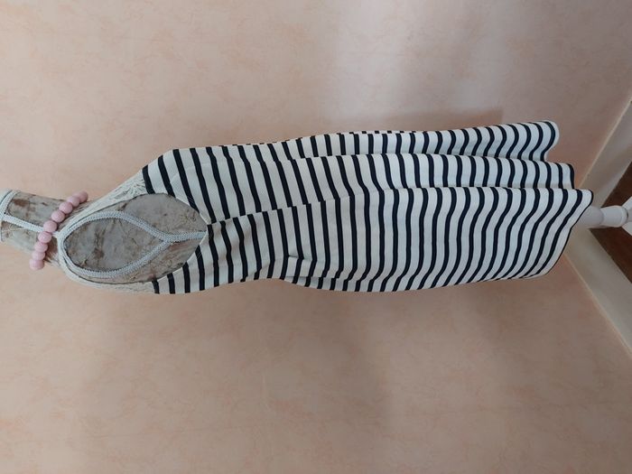 Robe marinière courte sans manche haut dentelle taille 40 - photo numéro 3