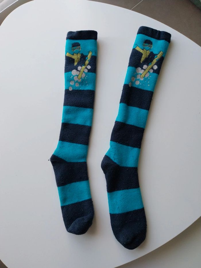 Chaussette de ski rayé marine/ bleu T - photo numéro 2