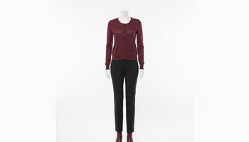 CARDIGAN FIN Bordeaux/Lie de Vin | Laine Mélangée | Classique & Chic