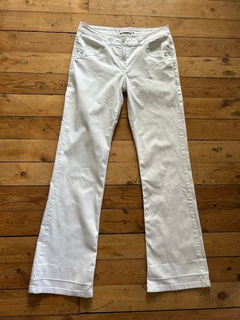 Jeans blanc bootcut coutures bleues 40 cache cache 