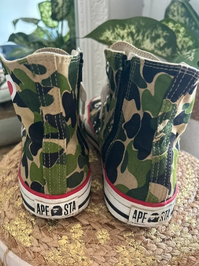 BAPE x Converse Shark Trainers in green camo pointure 11us - photo numéro 4