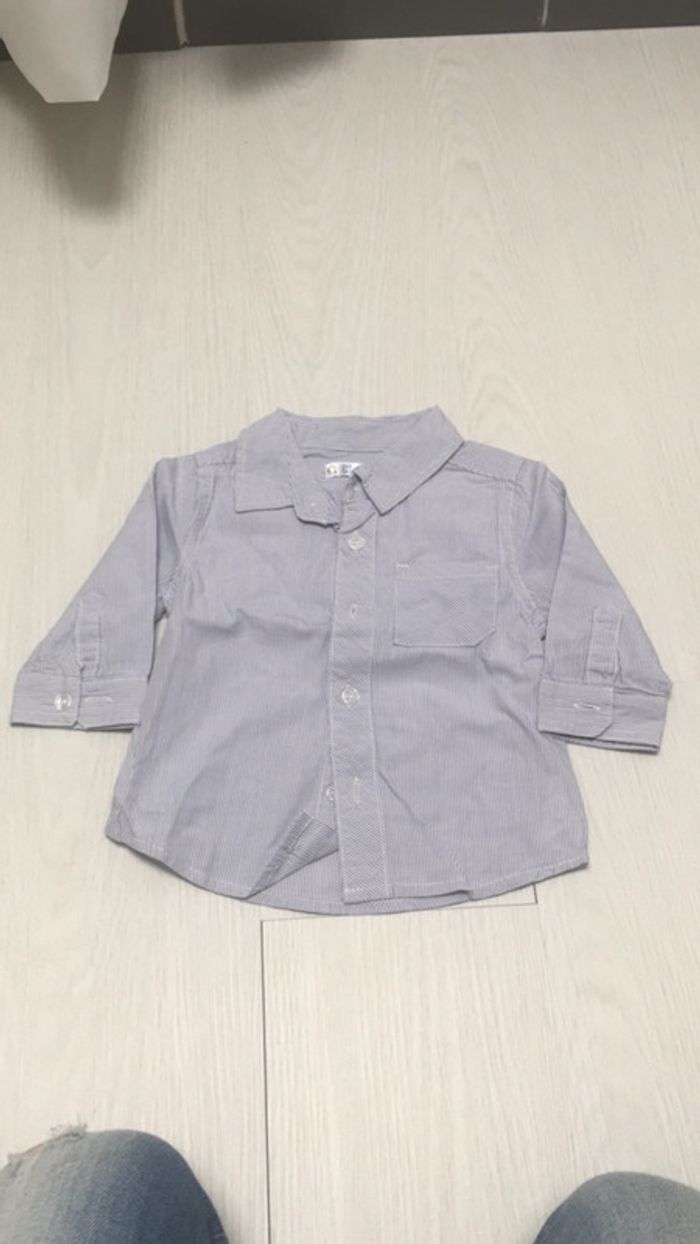 Chemise 6 mois blanc rayé bleu
