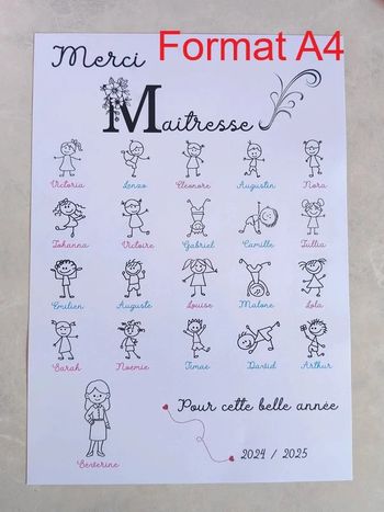 Magnifique Affiche format A4 cadeau Maîtresse