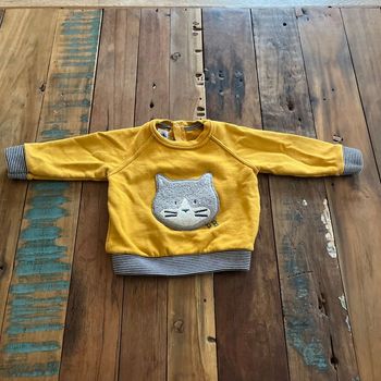 Pull/sweat avec chat petit bateau jaune moutarde