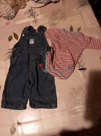 Ensemble salopette body taille 3 mois