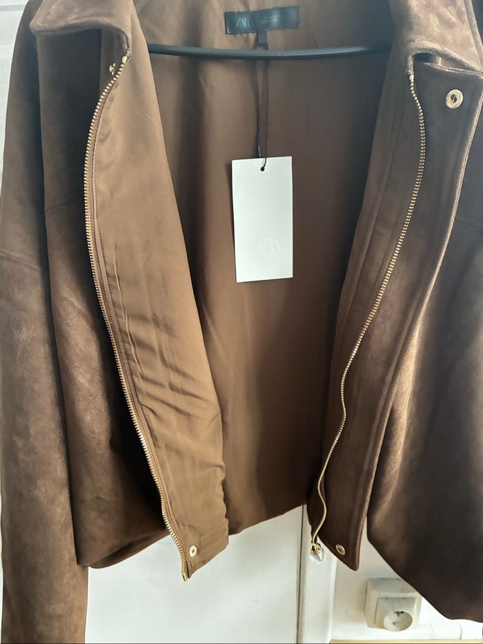 Veste Bomber effet daim Marron Foncé - photo numéro 5