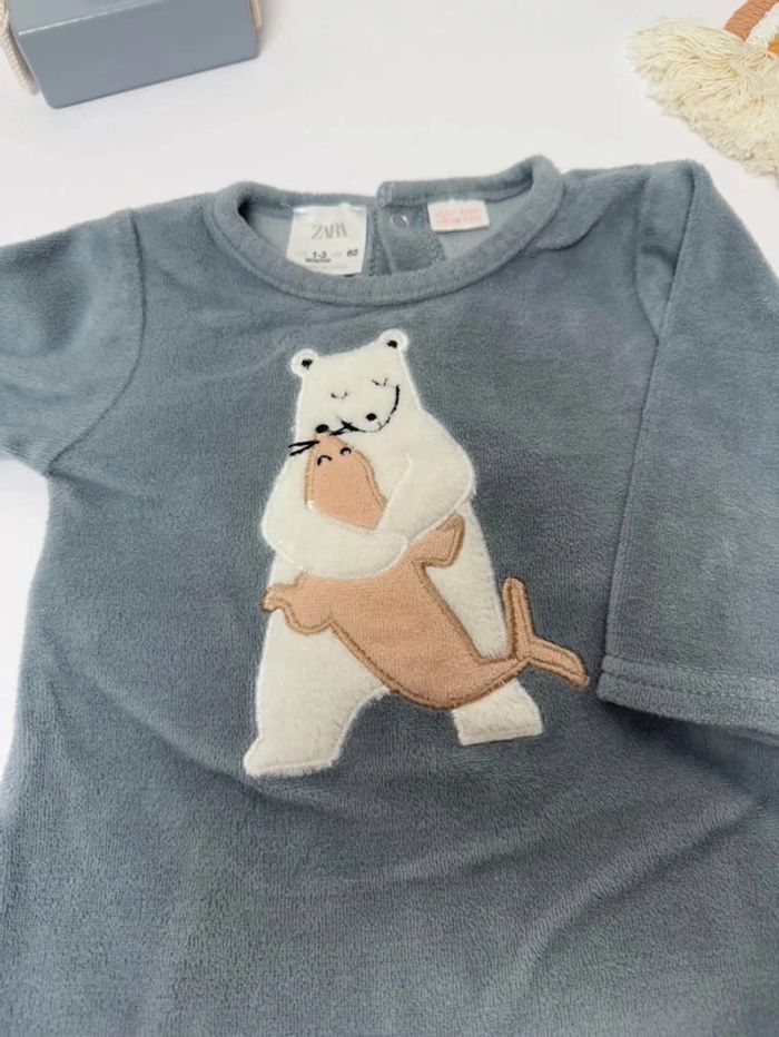 Pyjama Zara baby ours et phoque velours taille 3-6 mois, 68 cm parfait état - photo numéro 2