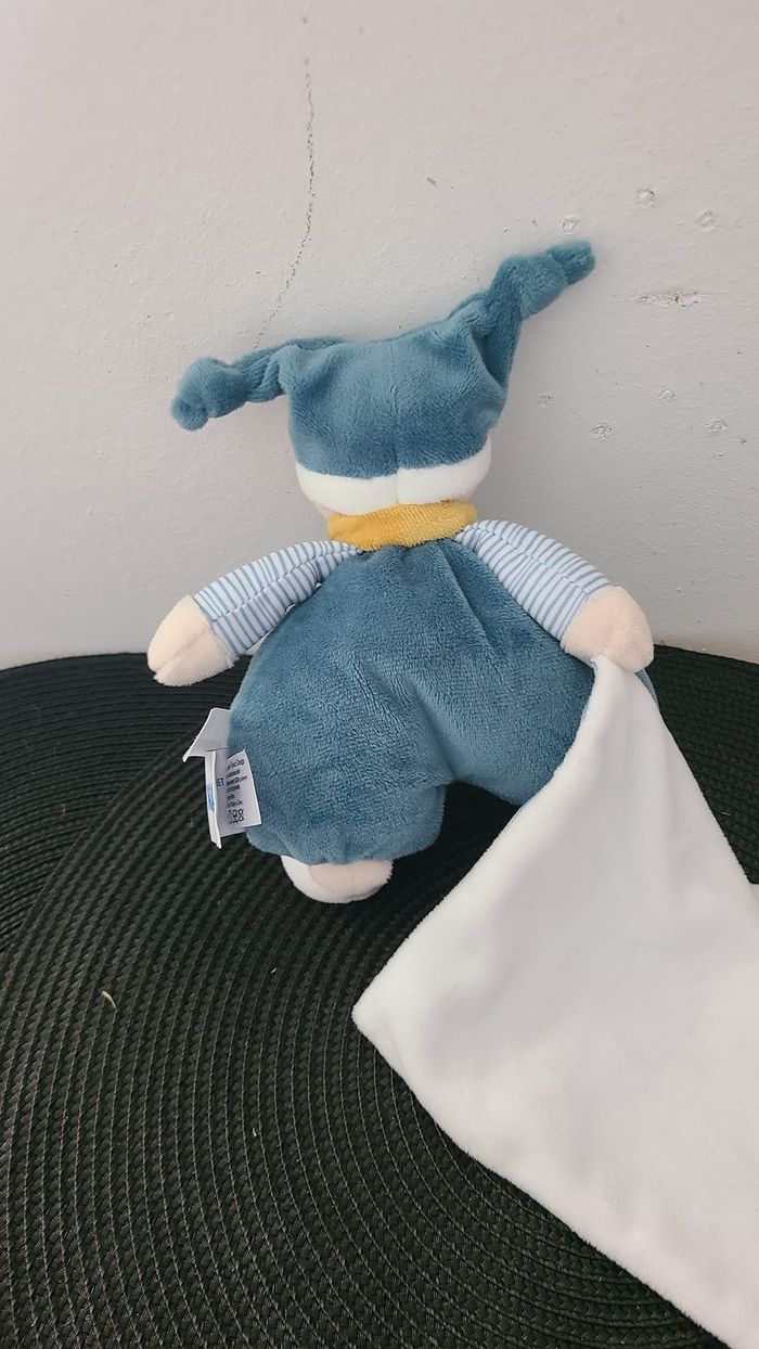 Doudou mouchoir ours BABY NAT Polochon bleu blanc - photo numéro 4