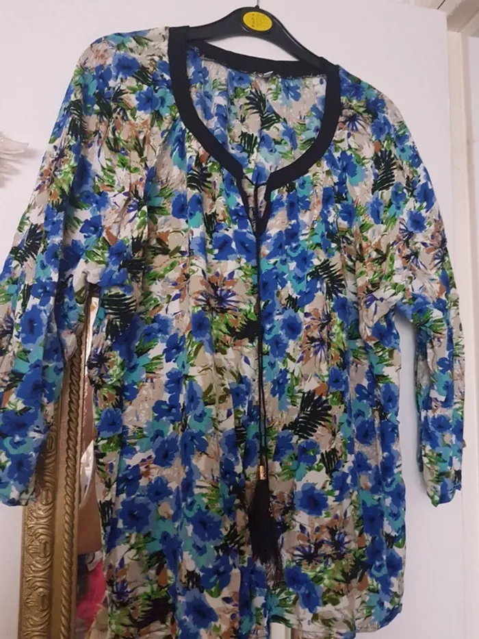Blouse imprimée bleu T 46