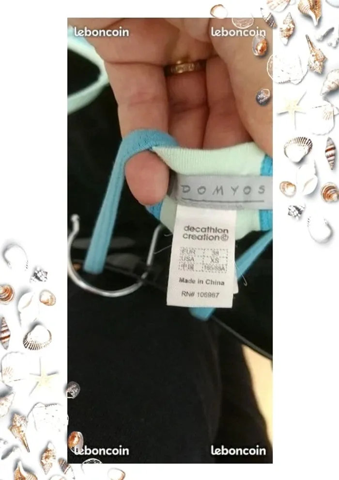 Débardeur rayé plusieurs vert et bleue Decathlon taille 38 avec brassière intégrée - photo numéro 3