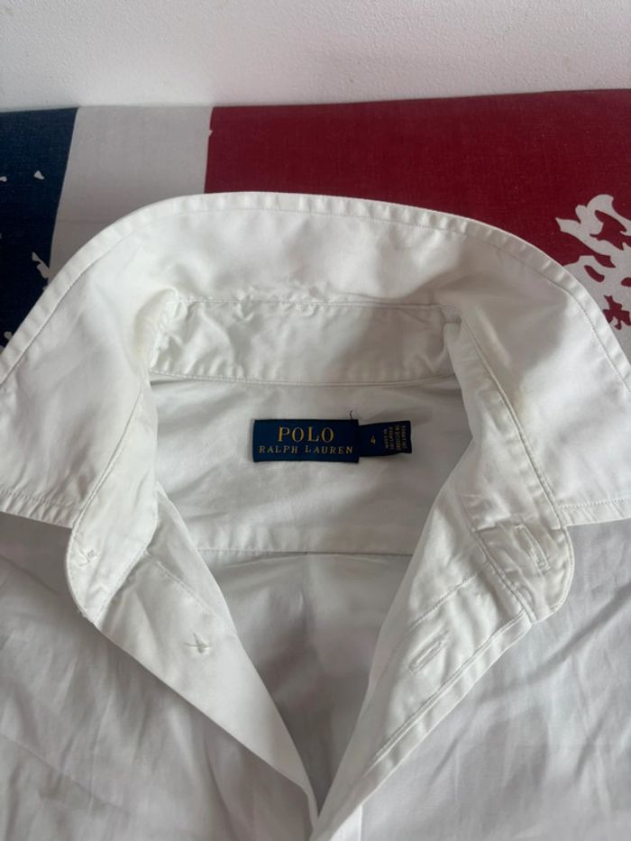 Chemise Ralph Lauren Vintage Blanc Logo Bleu Taille S/M - photo numéro 6