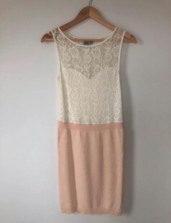 Robe asos dentelle habillé 36 S neuve rose blanc
